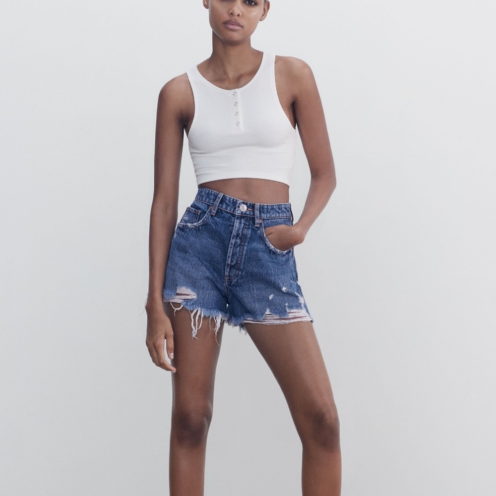 Zara high waist denim shorts